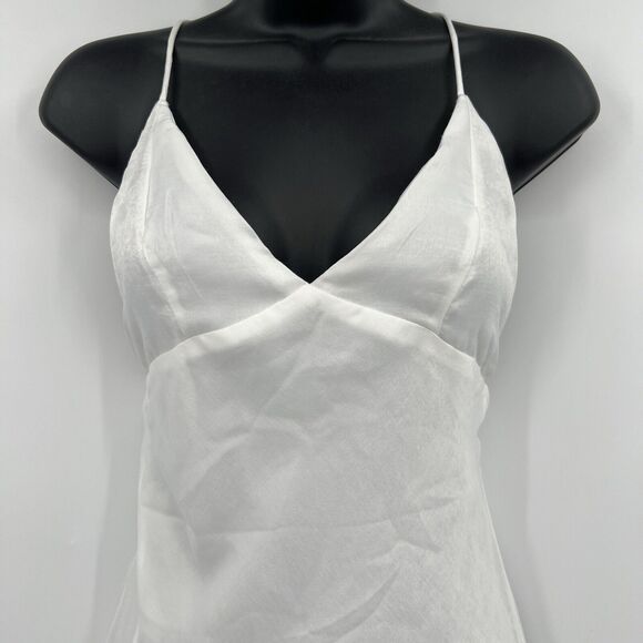 RESA Camille Slip Maxi Dress White Ivory Leg Slit Criss Cross Straps Size XS NWT - Picture 4 of 11